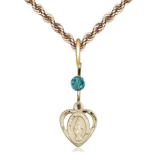 14kt Gold Miraculous Medal with a Zircon bead