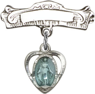 Sterling Silver Badge Pin Heart / Miraculous Baby Badge