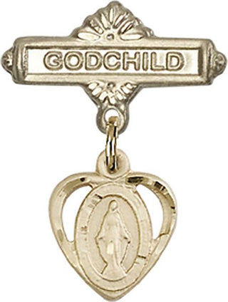 14kt Gold Godchild Heart / Miraculous Baby Badge