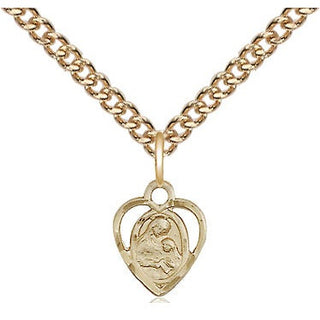 14kt Gold Filled Saint Ann Medal Religious and Catholic Jewelry Engraved Catholic Saint Jewelry