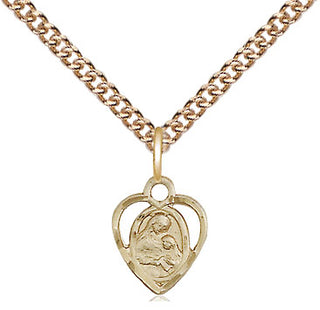14kt Gold Saint Ann Medal Engraved Catholic Saint Jewelry