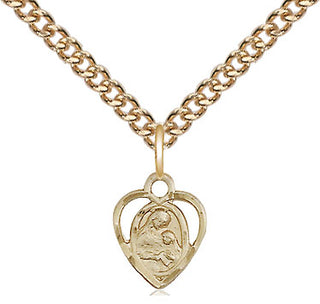14kt Gold Saint Ann Medal Engraved Catholic Saint Jewelry