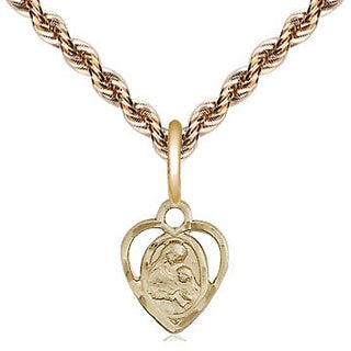 14kt Gold Saint Ann Medal Engraved Catholic Saint Jewelry
