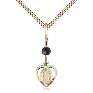 14kt Gold Filled Guardian Angel Medal | Black bead Religious and Catholic Jewelry Engraved Catholic Saint Jewelry
