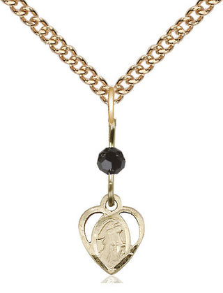 14kt Gold Guardian Angel Medal with a Black bead Engraved Catholic Saint Jewelry