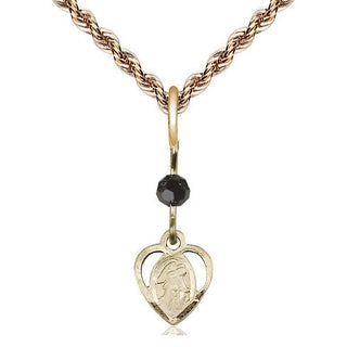 14kt Gold Guardian Angel Medal with a Black bead Engraved Catholic Saint Jewelry