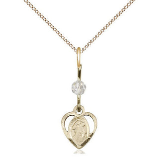 14kt Gold Filled Guardian Angel Medal | Crystal bead Religious and Catholic Jewelry Engraved Catholic Saint Jewelry