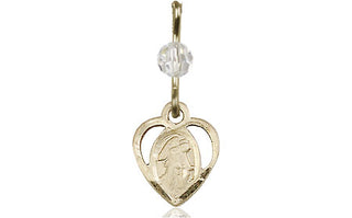 14kt Gold Guardian Angel Medal with a Crystal bead Engraved Catholic Saint Jewelry