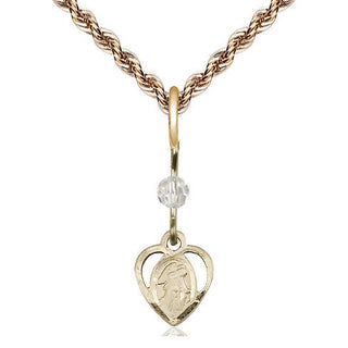 14kt Gold Guardian Angel Medal with a Crystal bead Engraved Catholic Saint Jewelry