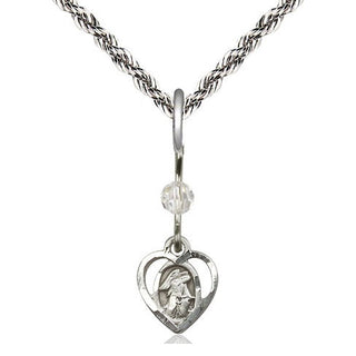 Sterling Silver Guardian Angel Medal | Crystal bead Religious and Catholic Jewelry Engraved Catholic Saint Jewelry