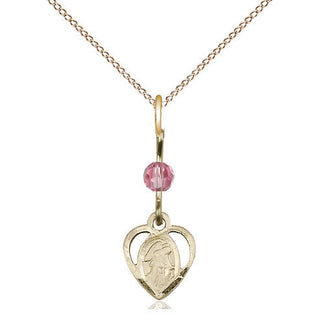 14kt Gold Filled Guardian Angel Medal | Rose bead Religious and Catholic Jewelry Engraved Catholic Saint Jewelry