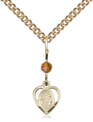 14kt Gold Filled Guardian Angel Medal | Topaz bead Religious and Catholic Jewelry Engraved Catholic Saint Jewelry
