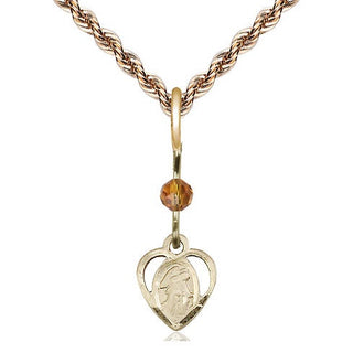 14kt Gold Filled Guardian Angel Medal | Topaz bead Religious and Catholic Jewelry Engraved Catholic Saint Jewelry
