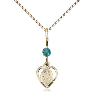 14kt Gold Guardian Angel Medal with a Zircon bead Engraved Catholic Saint Jewelry