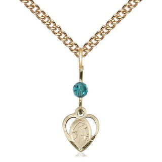 14kt Gold Guardian Angel Medal with a Zircon bead Engraved Catholic Saint Jewelry