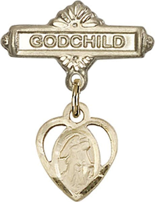 14kt Gold Filled Godchild Heart / Guardian Angel Baby Badge - Engravable