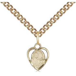 14kt Gold Saint Theresa Medal Engraved Catholic Saint Jewelry