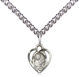 Sterling Silver Saint Theresa Medal Religious and Catholic Jewelry Engraved Catholic Saint Jewelry