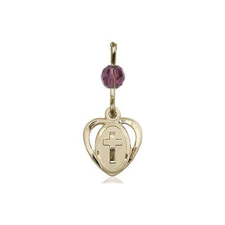14kt Gold Filled Heart Cross Medal Engraved Catholic Saint Jewelry