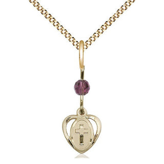 14kt Gold Filled Heart Cross Medal Religious and Catholic Jewelry Engraved Catholic Saint Jewelry