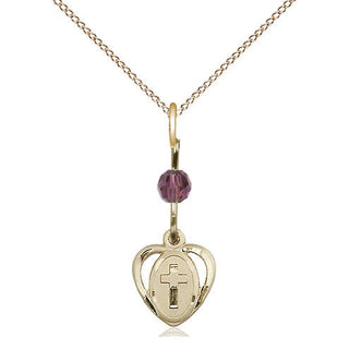 14kt Gold Filled Heart Cross Medal Religious and Catholic Jewelry Engraved Catholic Saint Jewelry