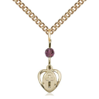 14kt Gold Filled Heart Cross Medal Religious and Catholic Jewelry Engraved Catholic Saint Jewelry