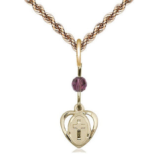 14kt Gold Filled Heart Cross Medal Religious and Catholic Jewelry Engraved Catholic Saint Jewelry