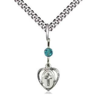Sterling Silver Heart Cross Medal | Zircon bead Religious and Catholic Jewelry Engraved Catholic Saint Jewelry