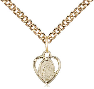 14kt Gold Filled Saint Ann Medal Religious and Catholic Jewelry Engraved Catholic Saint Jewelry