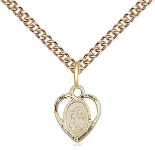 14kt Gold Saint Ann Medal Engraved Catholic Saint Jewelry