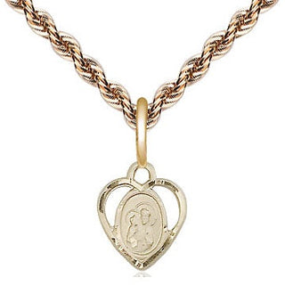 14kt Gold Saint Ann Medal Engraved Catholic Saint Jewelry