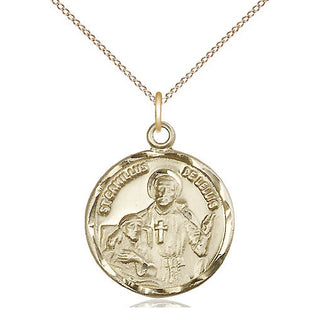 14kt Gold Saint Camillus of Lellis Medal Engraved Catholic Saint Jewelry