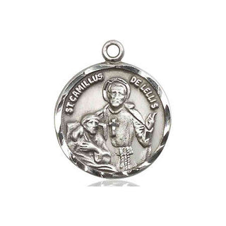 Pewter Saint Camillus of Lellis Medal Engraved Catholic Saint Jewelry