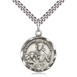 Pewter Saint Camillus of Lellis Medal Religious Jewelry Engraved Catholic Saint Jewelry