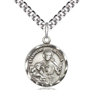 Pewter Saint Camillus of Lellis Medal Religious Jewelry Engraved Catholic Saint Jewelry