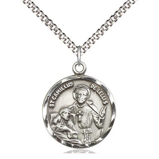Pewter Saint Camillus of Lellis Medal Religious Jewelry Engraved Catholic Saint Jewelry
