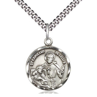 Pewter Saint Camillus of Lellis Medal Religious Jewelry Engraved Catholic Saint Jewelry