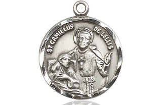 Sterling Silver Saint Camillus of Lellis Medal Religious Jewelry Engraved Catholic Saint Jewelry