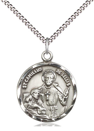 Sterling Silver Saint Camillus of Lellis Medal Religious Jewelry Engraved Catholic Saint Jewelry