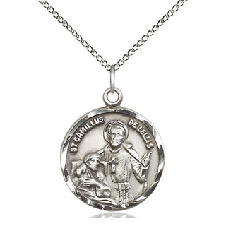 Sterling Silver Saint Camillus of Lellis Medal Religious Jewelry Engraved Catholic Saint Jewelry