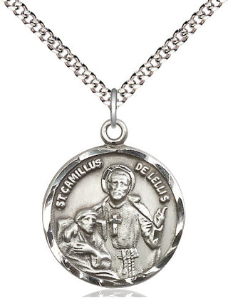 Sterling Silver Saint Camillus of Lellis Medal Religious Jewelry Engraved Catholic Saint Jewelry