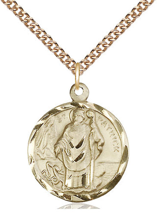 14kt Gold Filled Saint Patrick Medal Religious Jewelry Engraved Catholic Saint Jewelry