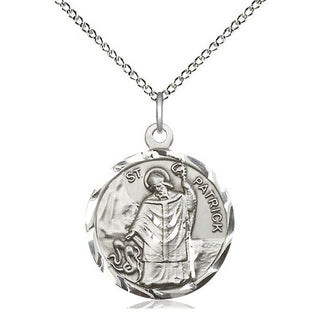 Sterling Silver Saint Patrick Medal Religious Jewelry Engraved Catholic Saint Jewelry