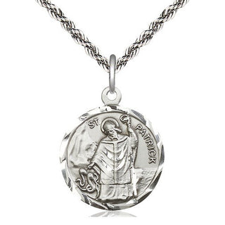 Sterling Silver Saint Patrick Medal Religious Jewelry Engraved Catholic Saint Jewelry
