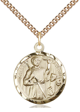 14kt Gold Filled Saint Genesius of Rome Medal Religious Jewelry Engraved Catholic Saint Jewelry