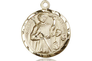 14kt Gold Saint Genesius of Rome Medal Engraved Catholic Saint Jewelry