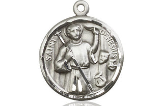 Sterling Silver Saint Genesius of Rome Medal Religious Jewelry Engraved Catholic Saint Jewelry