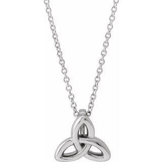 14K White Celtic-Inspired Trinity 16-18" Necklace 