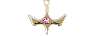 14kt Gold Filled Holy Spirit Pendant with a 3mm Rose Swarovski stone on an 18-inch Gold Filled Light Curb Chain