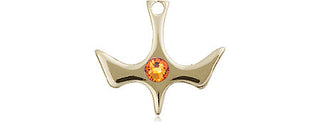 14kt Gold Filled Holy Spirit Pendant with a 3mm Topaz Swarovski stone on an 18-inch Gold Filled Light Curb Chain